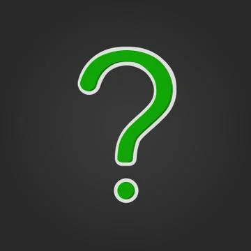 Green Question Mark with shadow on black. Vector Illustration 스톡 일러스트