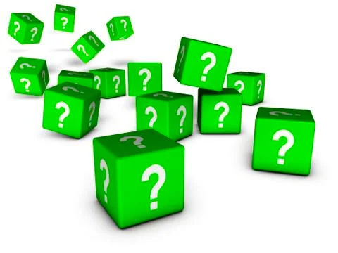 Green question marks cubes Stock Illustration
