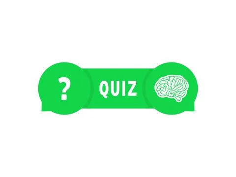 Green quiz button with speech bubbles Stock Illustration