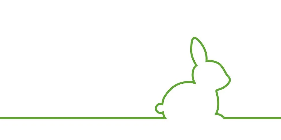 Green rabbit easter border on white background 스톡 일러스트
