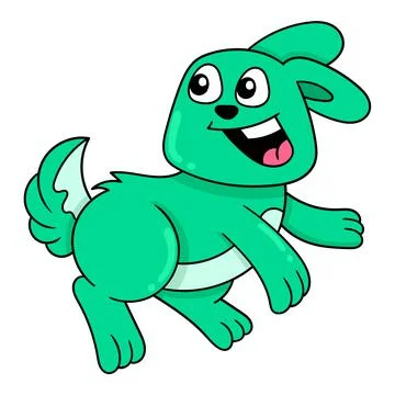 Green rabbit is having a happy face playing games, doodle icon image kawaii Stock Illustration