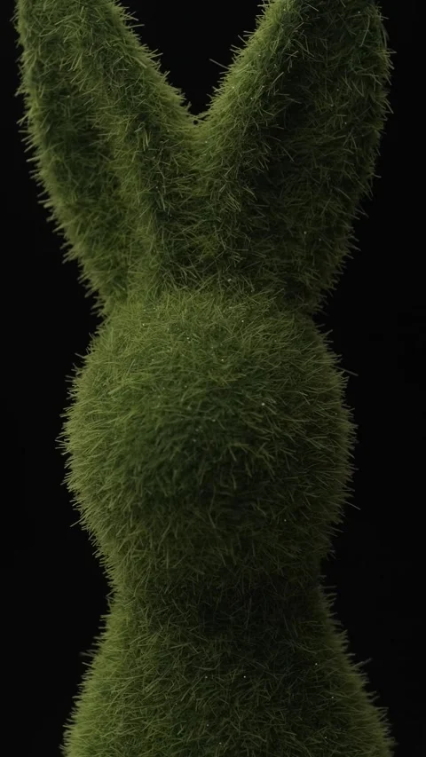 A green rabbit rotating on a black background. Video stock 303764289
