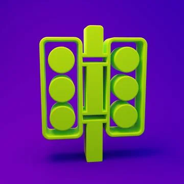 Green Racing traffic light icon isolated on purple-blue background. Minimal.. Illustrazione stock