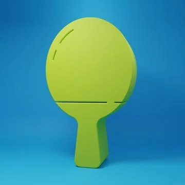 Green Racket for playing table tennis icon isolated on blue background. Min.. 库存插图