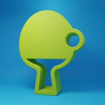 Green Racket for playing table tennis icon isolated on blue background. Min.. 库存插图