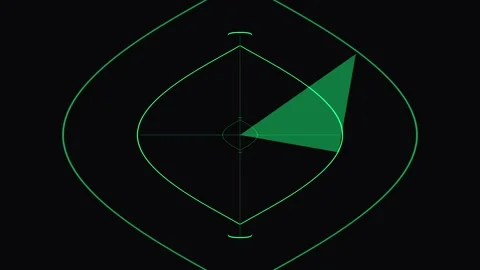 Green Radar Chart Triangles Rotating in Abstract Futuristic Display Against.. Stock Footage 341663560