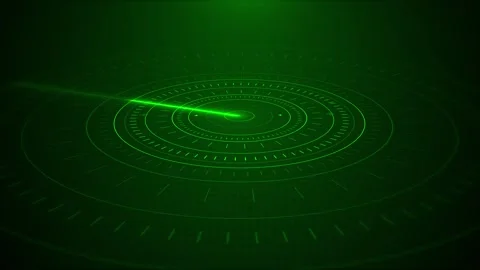 Green radar scanner background circular HUD rings, sweeping beam, grid texture, Stock Footage 340398366