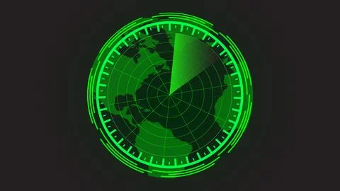 Green radar screen on black background. HUD Interface design illustration. .. Stock Illustration