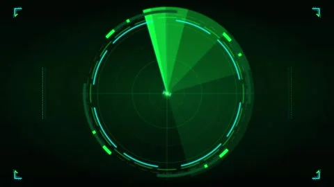 Green radar screen displaying a sweeping sector and small target indicators.. 動画素材 334945090