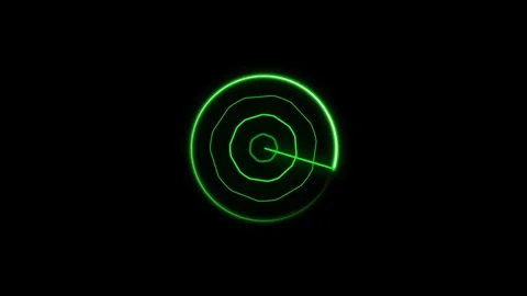 A green radar screen displays concentric circles and a sweeping line agains.. Stock Footage 328457831