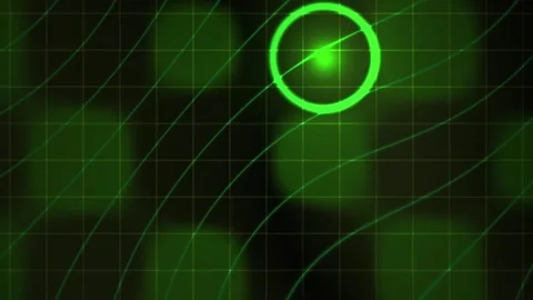 Green radar screen interface with grid and circles. Stock Footage 336245297