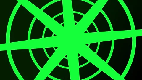 Green radar screen with radiating lines against a black background abstract.. Video stock 342432131
