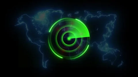 Green radar screen with red target animation isolated on black background Stock Footage 346201883