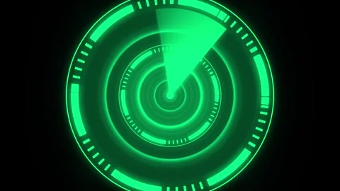Green radar screen scanning loop with glowing futuristic concentric circles.. Stock Footage 339985638