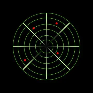 Green radar with sonar circles Illustrazione stock