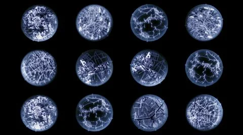 A green radar with a world map background Stock Illustration