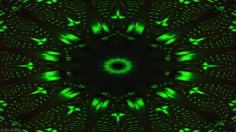 Green radial pattern with repeating geometric shapes, abstract kaleidoscope desi 库存影片 296862893