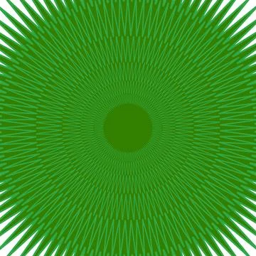 Green radial starburst pattern with zigzag lines creating an optical effect Stock Illustration