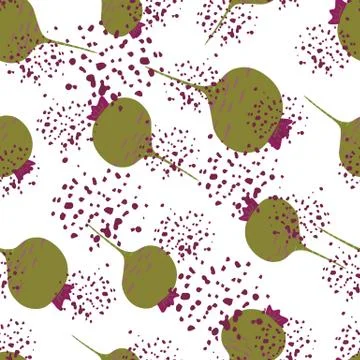 Green radish root seamless pattern on white background. Stock Illustration