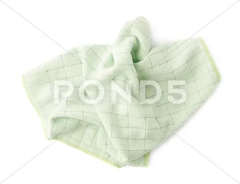 Green rag over white isolated background Stock Photos