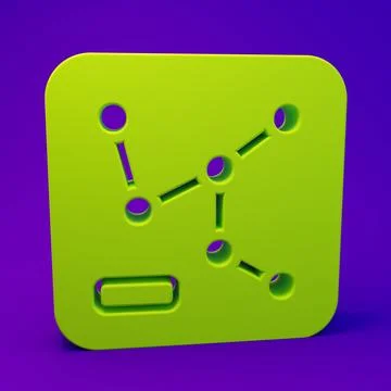 Green Railway map icon isolated on purple-blue background. Minimalism conce.. Stock Illustration