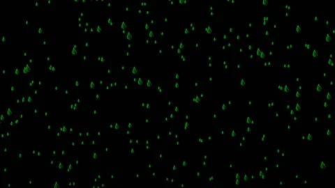Green Raindrops On a Black Background Stockbeeldmateriaal 145380885