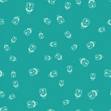 Green Ramadan Kareem lantern icon isolated seamless pattern on green background Illustrazione stock