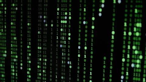 Green Random Binary Digital Fall on Black Background Video stock 167310492