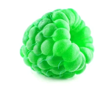 The green raspberry berry is isolated on a white background. Full clipping .. Stock Photos