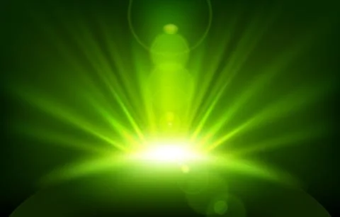 Green Rays with Lens Flare, Vector Illustration Stock Illustration