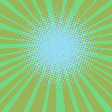 Green rays pop art halftone background. Comic starburst pattern. Cartoon banner Stockillustratie