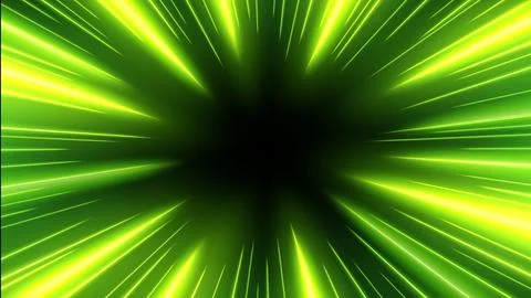 Green Rays Zoom In Motion Effect, Light Color Trails, Vector Illustration Illustrazione stock