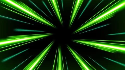 Green Rays Zoom in Motion Effect, Swirl Light Color Trails, Vector Illustrati Stock Illustration