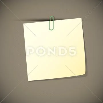 Green read note paper with paperclip, Stock Illustration