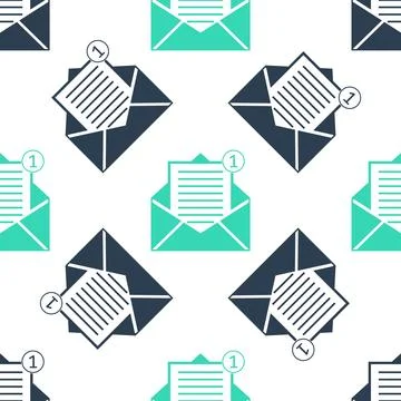 Green Received message concept. Envelope icon isolated seamless pattern on white Stock Illustration