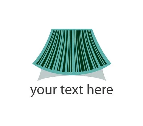 Green rectangle with a barcode and its shadow. Bar code ready logo Stock Illustration