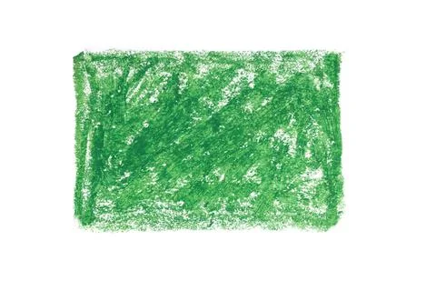 Green rectangle drawn with oil pencil isolated on white background Stock Photos