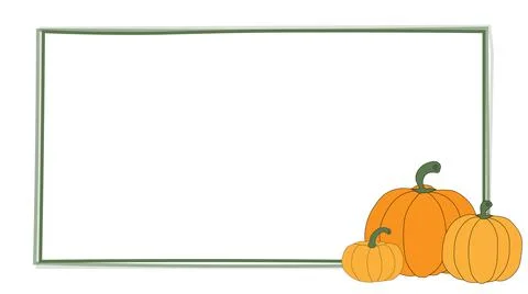 Green rectangle frame with orange pumpkins. Stock Illustration