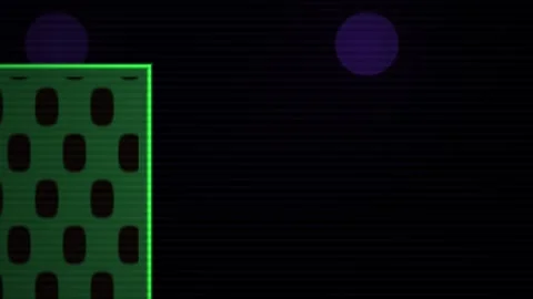 Green rectangle with red ovals on black background with purple orb. Stock Footage 336702426