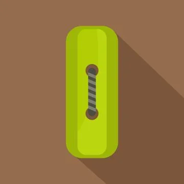 Green rectangle sewing button icon, flat style Illustrazione stock