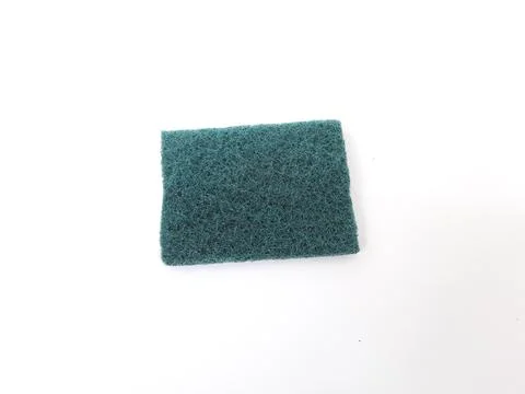 Green rectangle shape Polyester Scrub Pad Utensils for Cleaning isolated on w Stock Photos