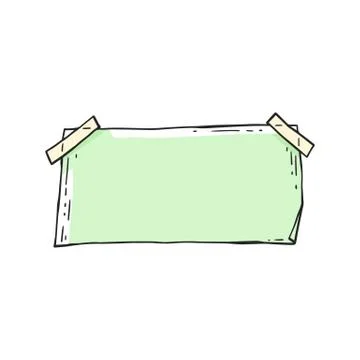 Green rectangle sticker note with blank empty space Stock Illustration