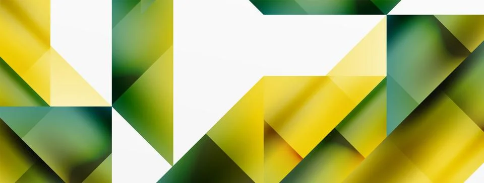 Green rectangles and triangles create a geometric pattern on a white background Stock Illustration