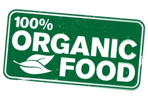 Green rectangular 100 percent organic food rubber stamp Stock-Illustration