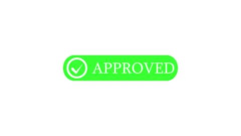A green rectangular approval button with rounded edges, a checkmark icon, a.. Stock Footage 345547914