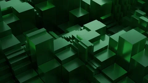 Green rectangular blocks with translucent faces and transforming dimensions Stock Footage 346842161