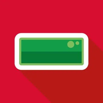 Green rectangular button on red background with shadow Stockillustratie