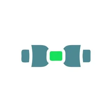 Green Rectangular connector with Blue Holders Icon 库存插图