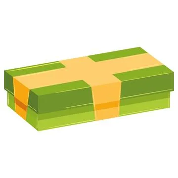 Green rectangular gift box with golden ribbon Vector イラスト素材
