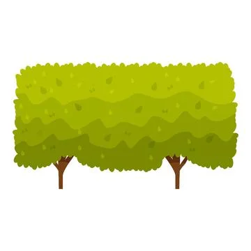 Green rectangular hedge growing between two small trees Stock Illustration